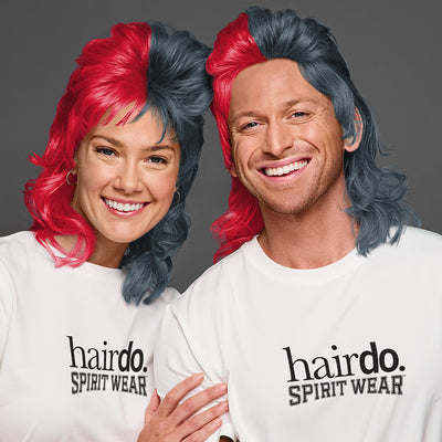 SPIRIT WEAR MVP MULLET WIG IN COLOR  RED 186 & GRAY 431