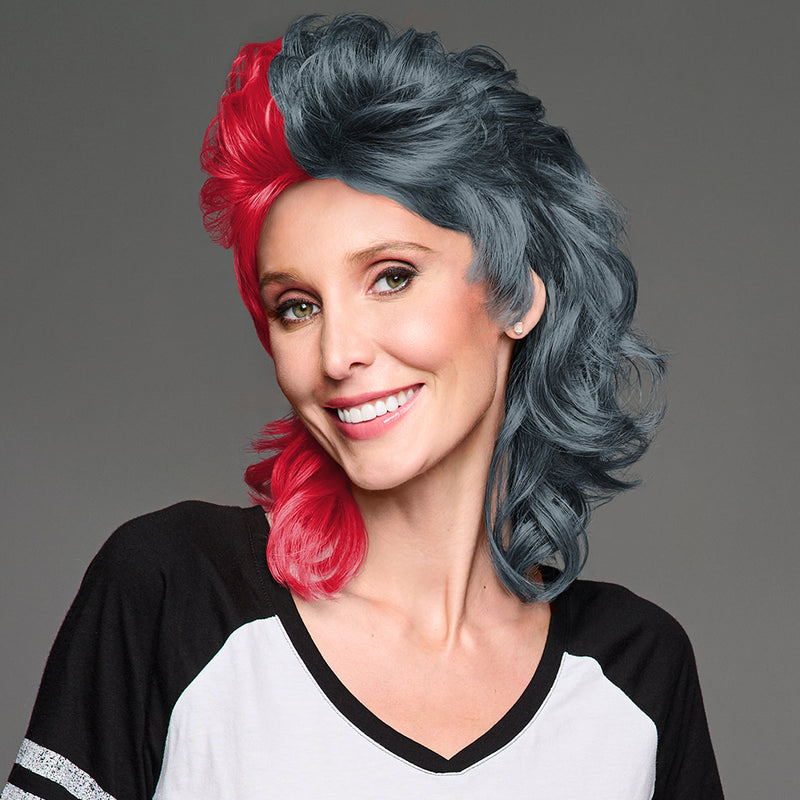 SPIRIT WEAR MVP MULLET WIG IN COLOR  RED 186 & GRAY 431
