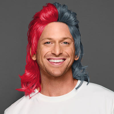 SPIRIT WEAR MVP MULLET WIG IN COLOR  RED 186 & GRAY 431