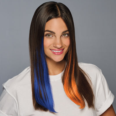 SPIRIT WEAR 2PC CLIP-IN COLOR HAIR EXTENSION IN COLOR BLUE 288 & ORANGE 1655