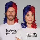 SPIRIT WEAR MVP MULLET WIG IN COLOR BLUE 2758 & RED 187