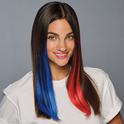 SPIRIT WEAR 2PC CLIP-IN COLOR HAIR EXTENSION IN COLOR BLUE 287 & RED 185