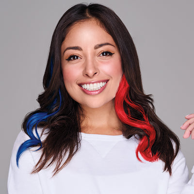 SPIRIT WEAR 2PC WAVY CLIP-IN COLOR HAIR EXTENSION IN COLOR BLUE 287 & RED 185