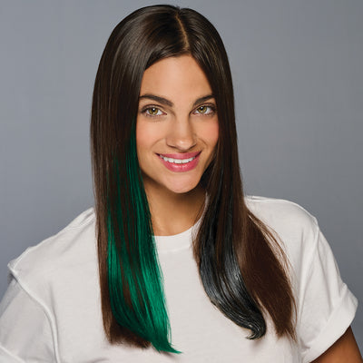 SPIRIT WEAR 2PC CLIP-IN COLOR HAIR EXTENSION IN COLOR GREEN 7484 & BLACK SHIMMER