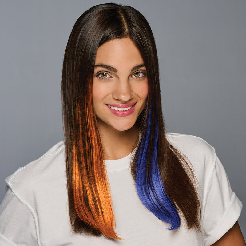 SPIRIT WEAR 2PC CLIP-IN COLOR HAIR EXTENSION IN COLOR ORANGE 158 & BLUE 281