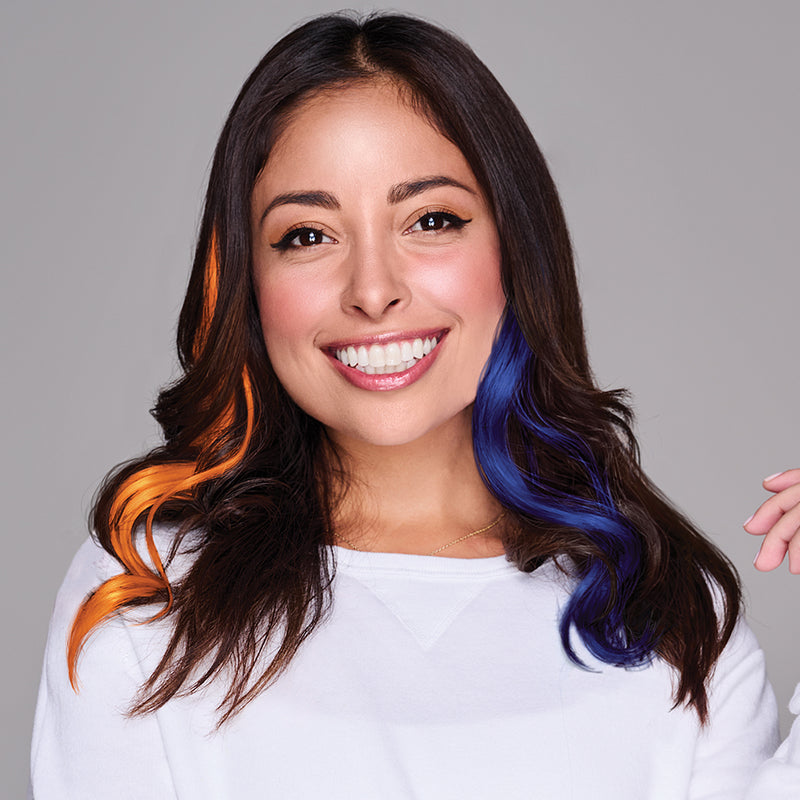 SPIRIT WEAR 2PC WAVY CLIP-IN COLOR HAIR EXTENSION IN COLOR ORANGE 158 & BLUE 281