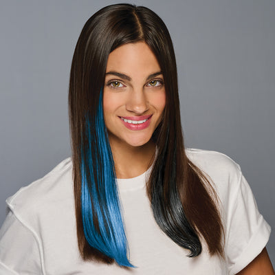 SPIRIT WEAR 2PC CLIP-IN COLOR HAIR EXTENSION IN COLOR PROCESS BLUE & BLACK SHIMMER