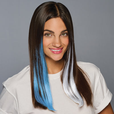 SPIRIT WEAR 2PC CLIP-IN COLOR HAIR EXTENSION IN COLOR BLUE 542 & WHITE
