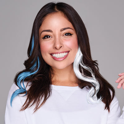 SPIRIT WEAR 2PC WAVY CLIP-IN COLOR HAIR EXTENSION IN COLOR BLUE 542 & WHITE