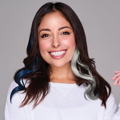 SPIRIT WEAR 2PC WAVY CLIP-IN COLOR HAIR EXTENSION IN COLOR BLUE 289 & SILVER 422