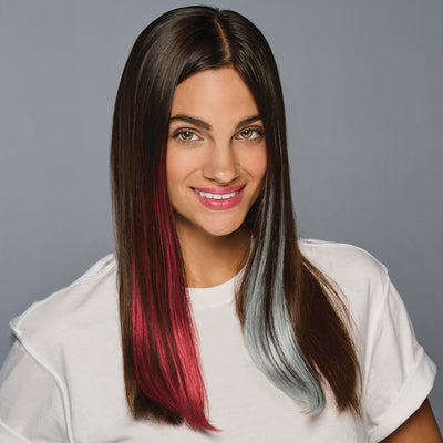 SPIRIT WEAR 2PC CLIP-IN COLOR HAIR EXTENSION IN COLOR RED 200 & GRAY 424