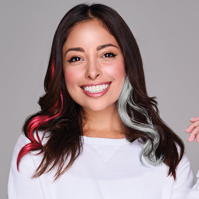 SPIRIT WEAR 2PC WAVY CLIP-IN COLOR HAIR EXTENSION IN COLOR RED 200 & GRAY 424