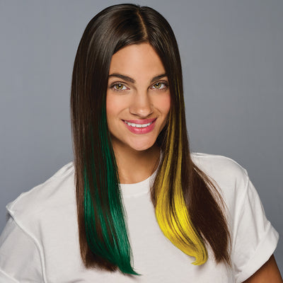 SPIRIT WEAR 2PC CLIP-IN COLOR HAIR EXTENSION IN COLOR GREEN 3435 & YELLOW 107