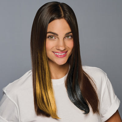 SPIRIT WEAR 2PC CLIP-IN COLOR HAIR EXTENSION IN COLOR GOLD 1235 & BLACK SHIMMER
 
