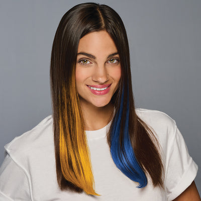 SPIRIT WEAR 2PC CLIP-IN COLOR HAIR EXTENSION IN COLOR BLUE 661 & GOLD 1235