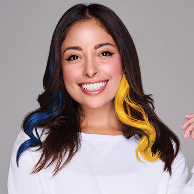 SPIRIT WEAR 2PC WAVY CLIP-IN COLOR HAIR EXTENSION IN COLOR BLUE 661 & GOLD 1235
