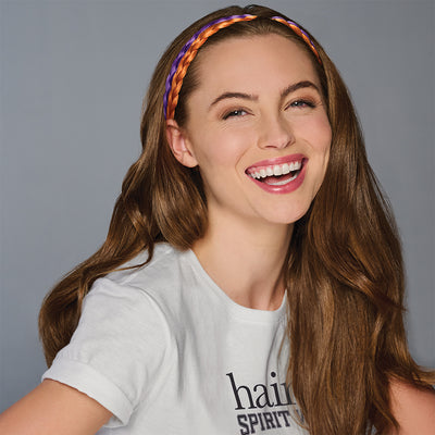 SPIRIT WEAR 2PC BRAID HEADBAND IN COLOR ORANGE 151 & PURPLE 268
