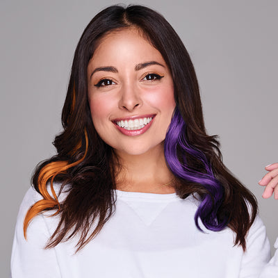 SPIRIT WEAR 2PC WAVY CLIP-IN COLOR HAIR EXTENSION IN COLOR ORANGE 151 & PURPLE 268