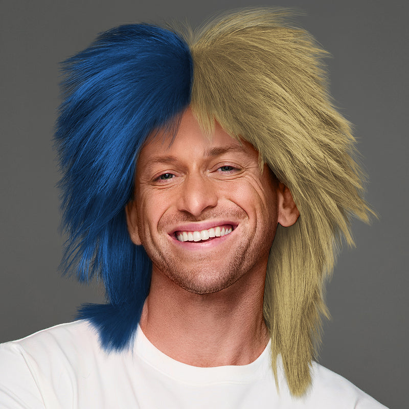 SPIRIT WEAR SPIKY SPIRIT WIG IN COLOR BLUE 540 & GOLD 4515
