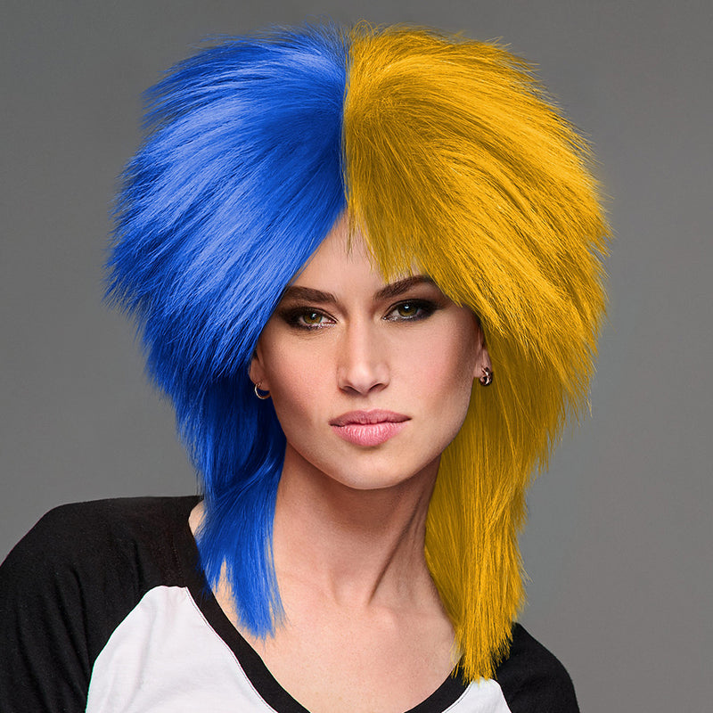 SPIRIT WEAR SPIKY SPIRIT WIG IN COLOR BLUE 661 & GOLD 1235