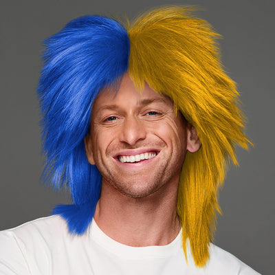 SPIRIT WEAR SPIKY SPIRIT WIG IN COLOR BLUE 661 & GOLD 1235