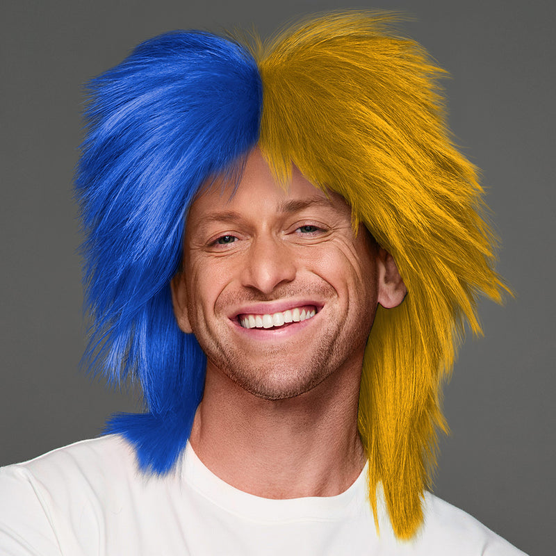 SPIRIT WEAR SPIKY SPIRIT WIG IN COLOR BLUE 661 & GOLD 1235