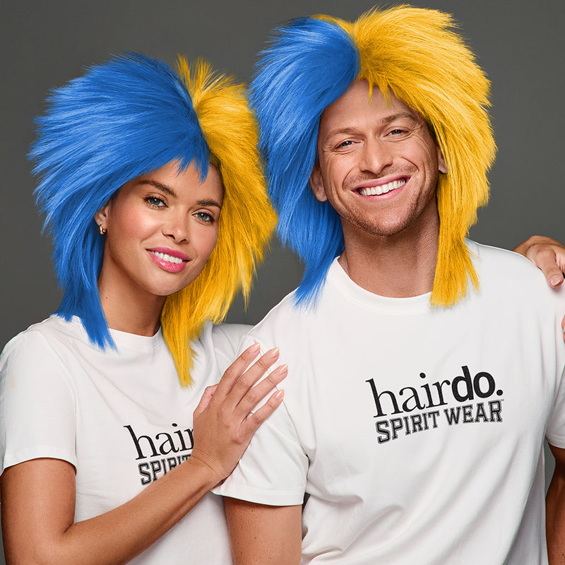 SPIRIT WEAR SPIKY SPIRIT WIG IN COLOR BLUE 2386 & YELLOW 130