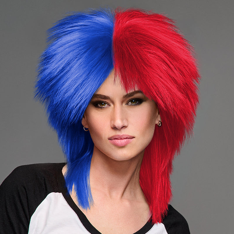 SPIRIT WEAR SPIKY SPIRIT WIG IN COLOR BLUE 286 & RED 186