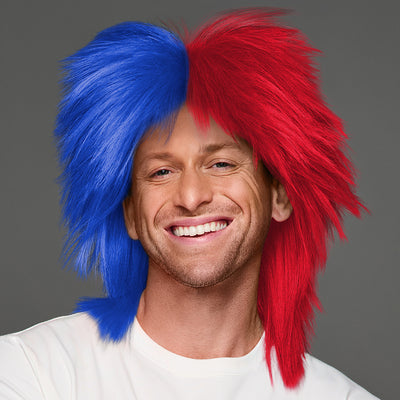 SPIRIT WEAR SPIKY SPIRIT WIG IN COLOR BLUE 286 & RED 186