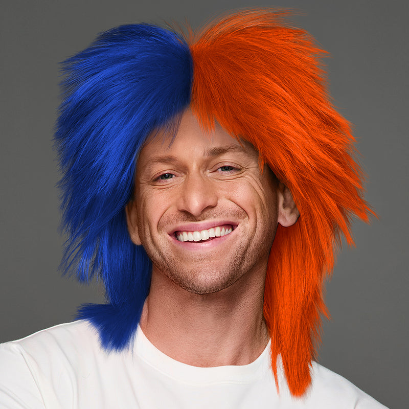 SPIRIT WEAR SPIKY SPIRIT WIG IN COLOR BLUE 287 & ORANGE 172