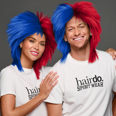 SPIRIT WEAR SPIKY SPIRIT WIG IN COLOR BLUE 293 & RED 186