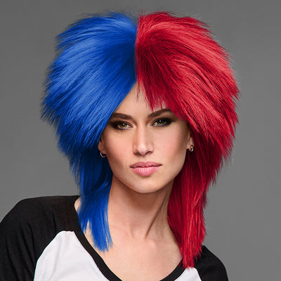 SPIRIT WEAR SPIKY SPIRIT WIG IN COLOR BLUE 293 & RED 186