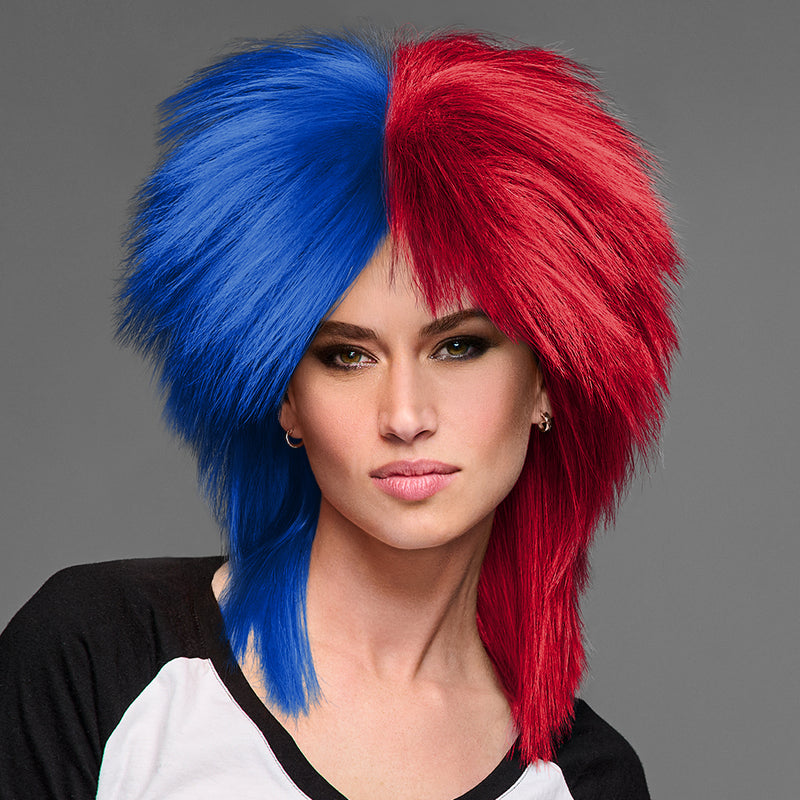SPIRIT WEAR SPIKY SPIRIT WIG IN COLOR BLUE 293 & RED 186