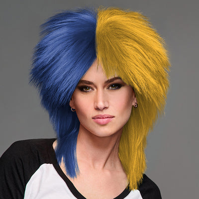 SPIRIT WEAR SPIKY SPIRIT WIG IN COLOR BLUE 295 & GOLD 124