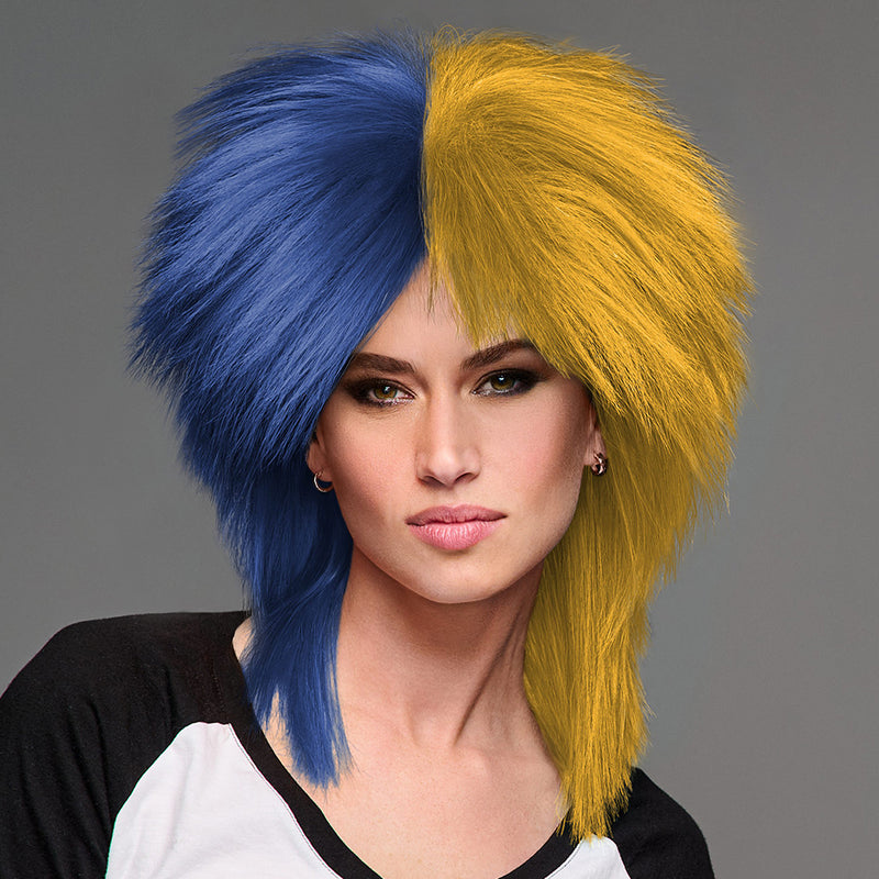 SPIRIT WEAR SPIKY SPIRIT WIG IN COLOR BLUE 295 & GOLD 124