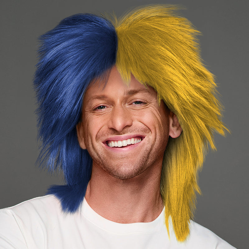 SPIRIT WEAR SPIKY SPIRIT WIG IN COLOR BLUE 295 & GOLD 124