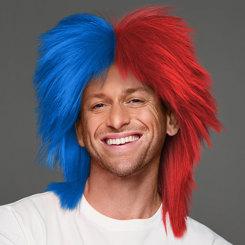 SPIRIT WEAR SPIKY SPIRIT WIG IN COLOR BLUE 300 & RED 185