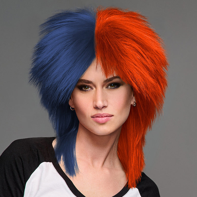 SPIRIT WEAR SPIKY SPIRIT WIG IN COLOR BLUE 533 & ORANGE 172
