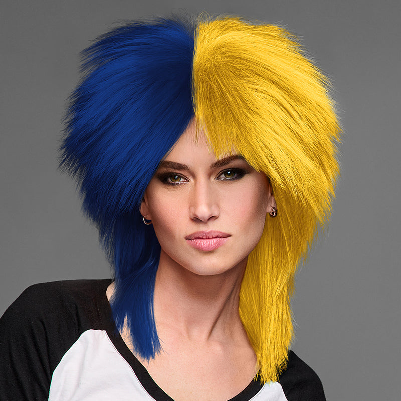 SPIRIT WEAR SPIKY SPIRIT WIG IN COLOR BLUE 282 & MAIZE 7406