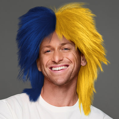 SPIRIT WEAR SPIKY SPIRIT WIG IN COLOR BLUE 282 & MAIZE 7406