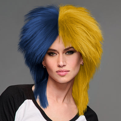 SPIRIT WEAR SPIKY SPIRIT WIG IN COLOR BLUE 289 & GOLD 117