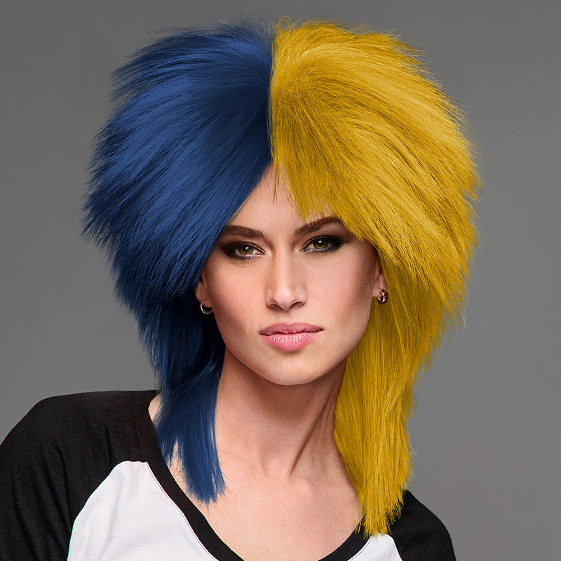 SPIRIT WEAR SPIKY SPIRIT WIG IN COLOR BLUE 289 & GOLD 117