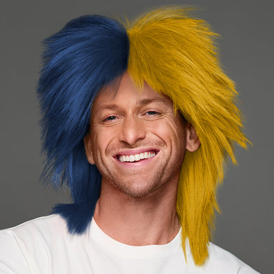 SPIRIT WEAR SPIKY SPIRIT WIG IN COLOR BLUE 289 & GOLD 117
