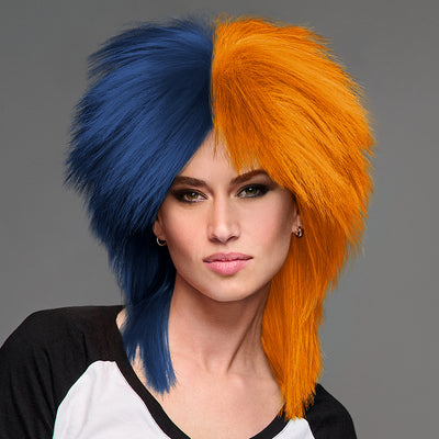 SPIRIT WEAR SPIKY SPIRIT WIG IN COLOR BLUE 289 & ORANGE 158