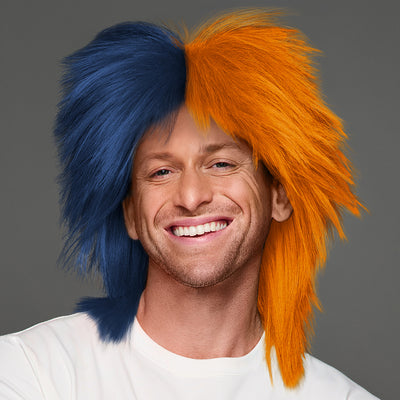 SPIRIT WEAR SPIKY SPIRIT WIG IN COLOR BLUE 289 & ORANGE 158