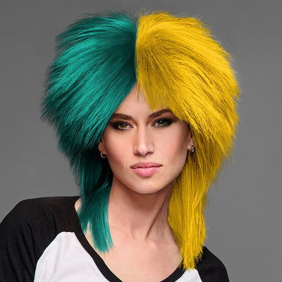 SPIRIT WEAR SPIKY SPIRIT WIG IN COLOR GREEN 330 & GOLD 123