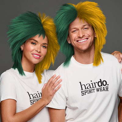 SPIRIT WEAR SPIKY SPIRIT WIG IN COLOR GREEN 3435 & GOLD 1235
