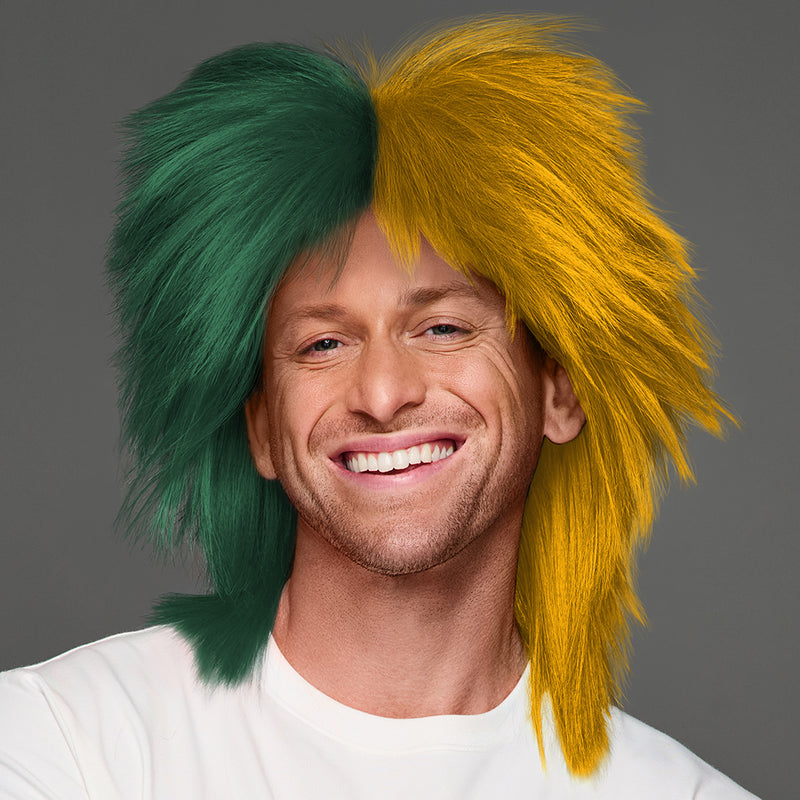SPIRIT WEAR SPIKY SPIRIT WIG IN COLOR GREEN 3435 & GOLD 1235