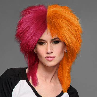 SPIRIT WEAR SPIKY SPIRIT WIG IN COLOR MAROON 208 & ORANGE 158