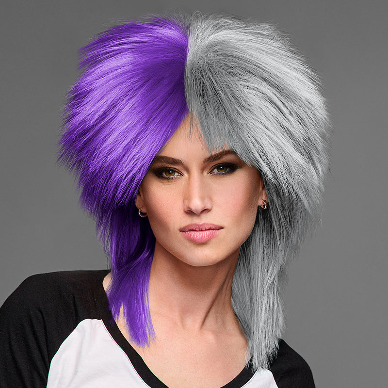 SPIRIT WEAR SPIKY SPIRIT WIG IN COLOR PURPLE 268 & GRAY 427
